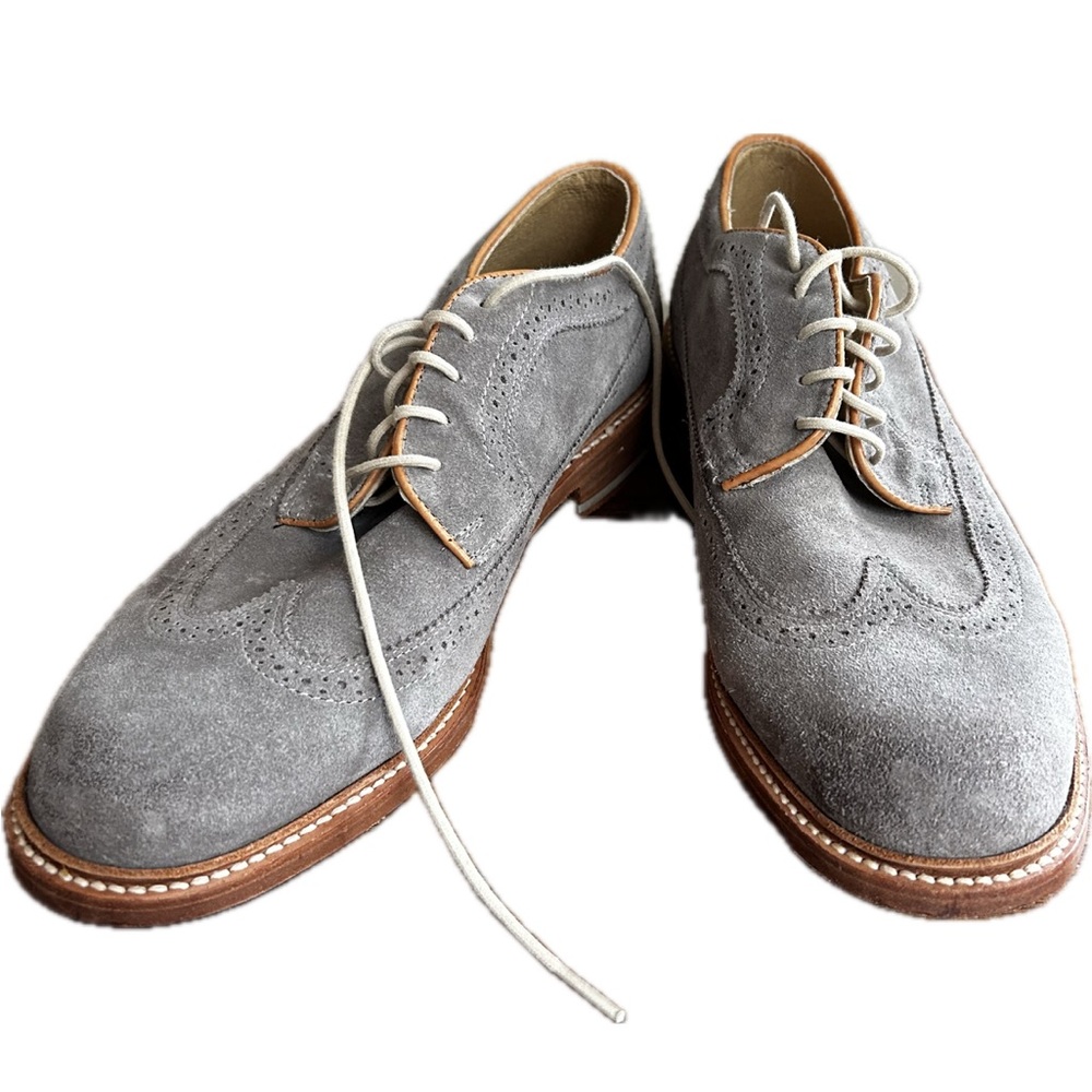 John A. Frye Gray Suede Men's Wingtip-Brogue Oxford Shoes- Size 11.5